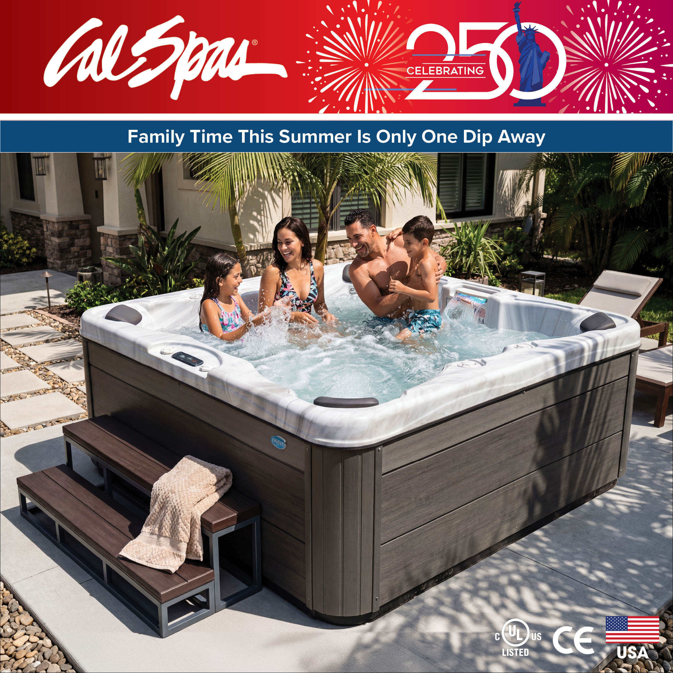 Calspas hot tub being used in a family setting - Paterson